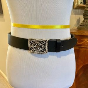 Vintage Fossil Leather Belt with Silver Hardware